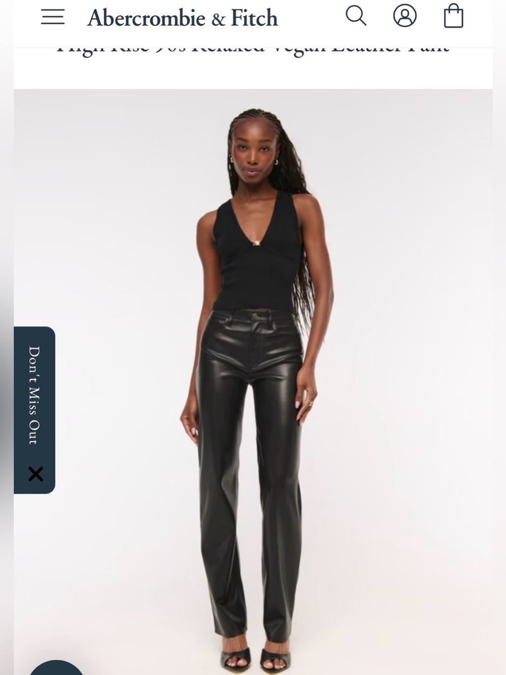 NEW-Abercrombie & Fitch Black High-Rise Women’s Vegan Leather Pants (long)